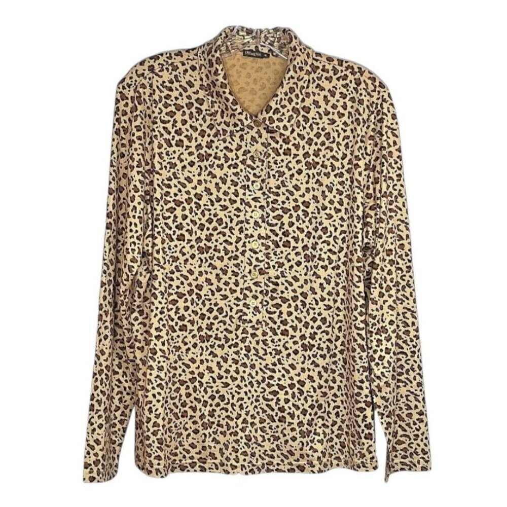 J.McLaughlin Leopard Print Silk-Blend Blouse XL